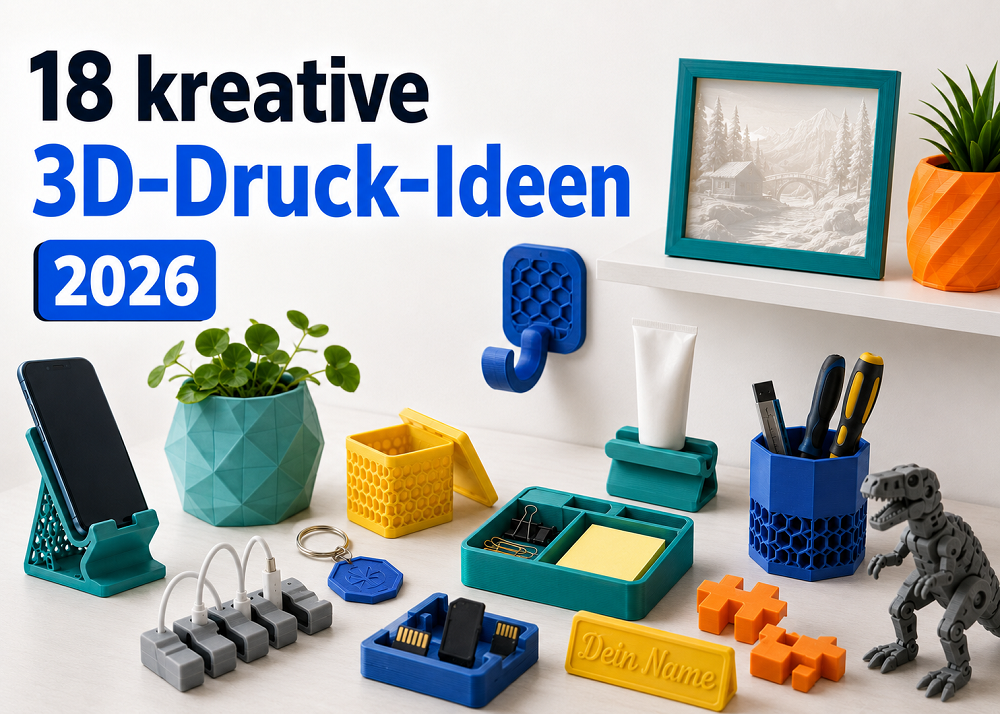 18 kreative 3D-Druck-Ideen: NĂŒtzliche und einfache Projekte fĂŒr 2026